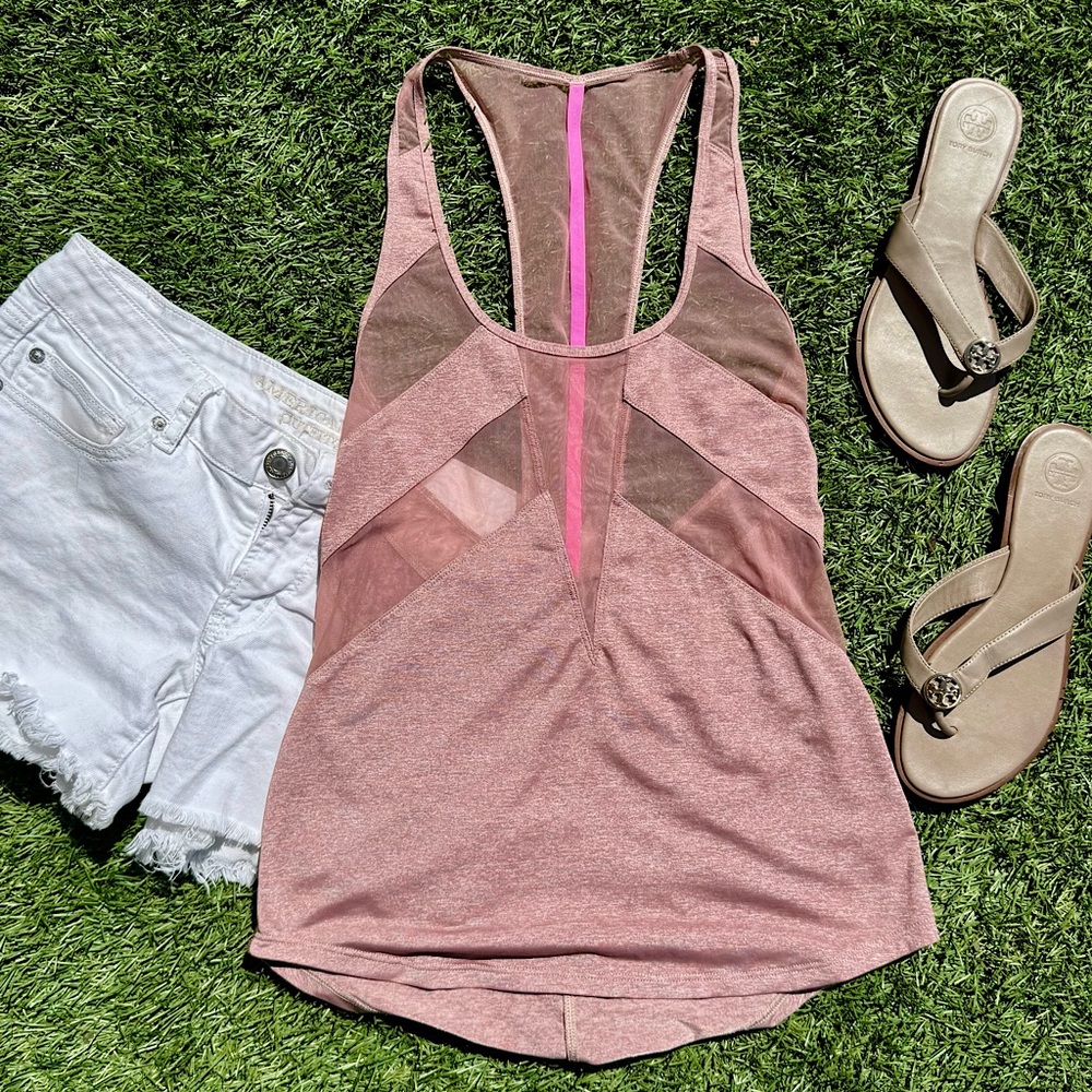 EUC Lululemon 6 Mesh tank top pink mauve racerback workout